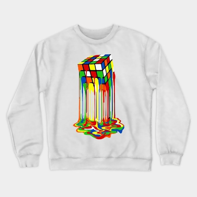 Melting Rubiks Cube Crewneck Sweatshirt3