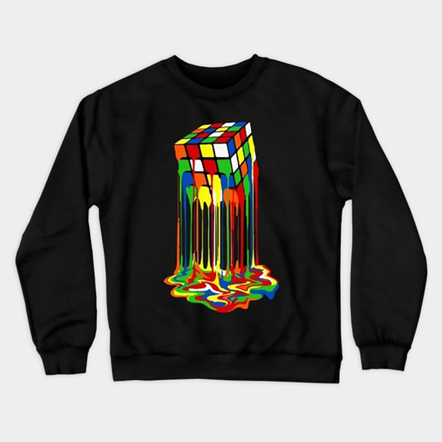 Melting Rubiks Cube Crewneck Sweatshirt4